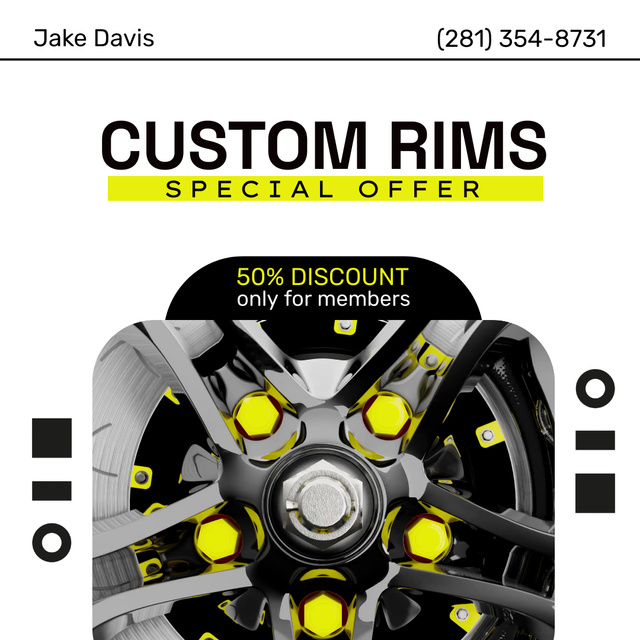 Custom Rims For Car With Discount Animated Post Design Template