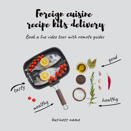 Ontwerpsjabloon van Animated Post van Foreign cuisine recipe kits