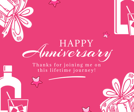 Platilla de diseño Anniversary Wishes on Pink Facebook