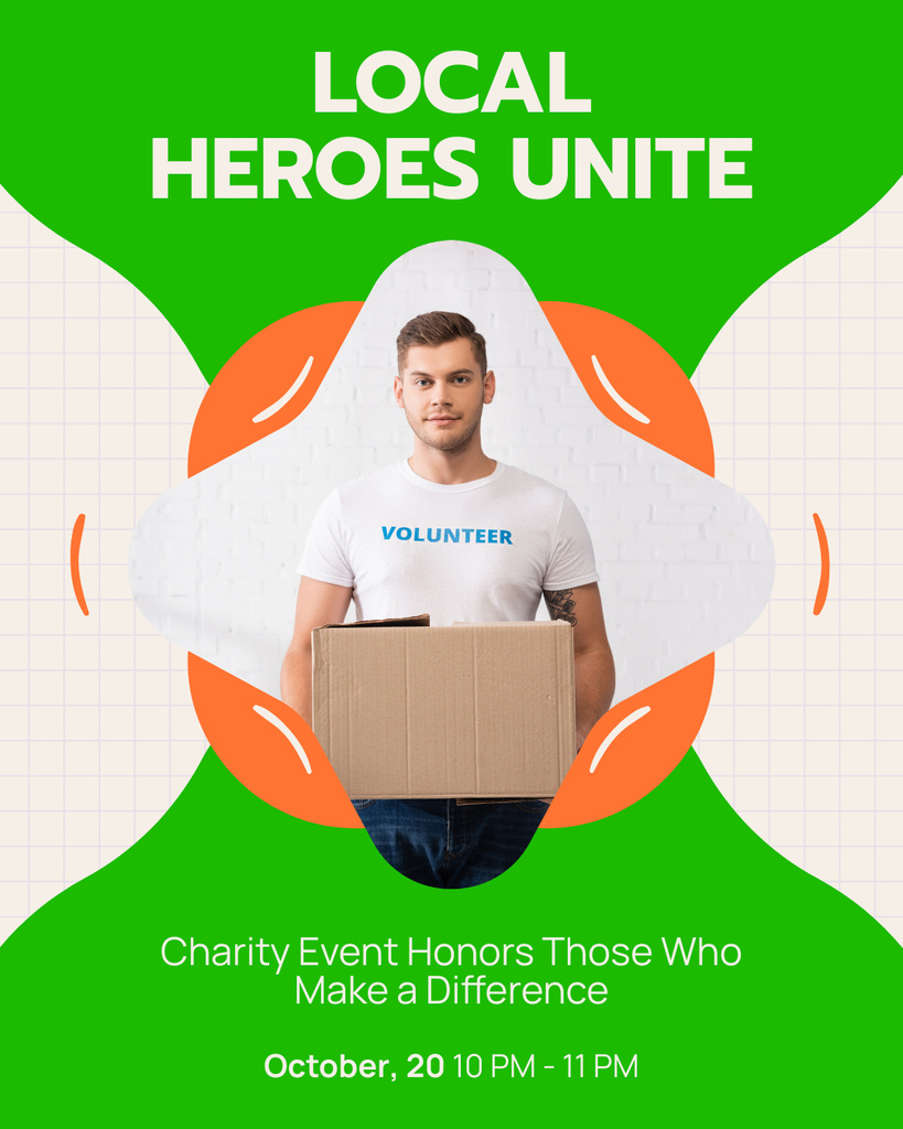 Volunteer Holding Donation Box Instagram Post Verticalデザインテンプレート