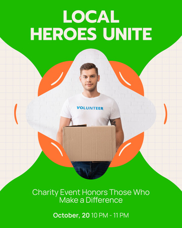 Volunteer Holding Donation Box Instagram Post Vertical Design Template