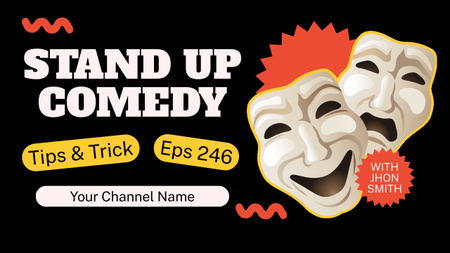Stand-up Comedy Show Promo with Theatrical Masks Youtube Thumbnail Design Template