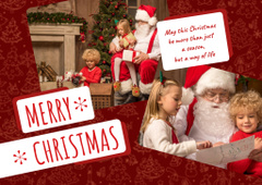 Merry Christmas Greeting with Kids and Santa
