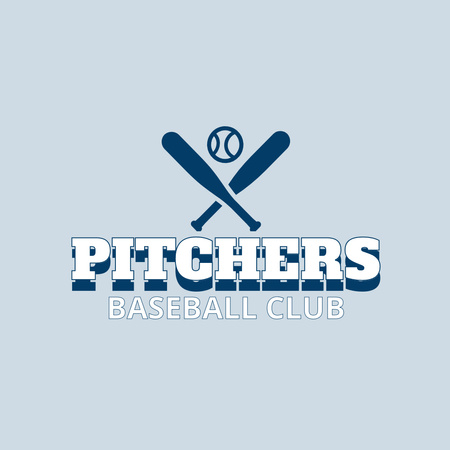 Baseball Club Emblem with Bits and Ball Logo 1080x1080px Design Template