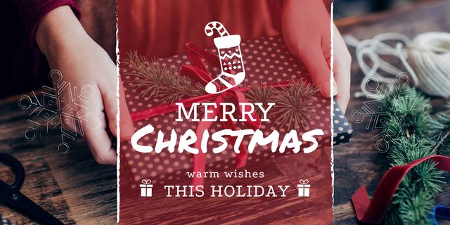 Christmas Greetings Decorating Presents Image Design Template