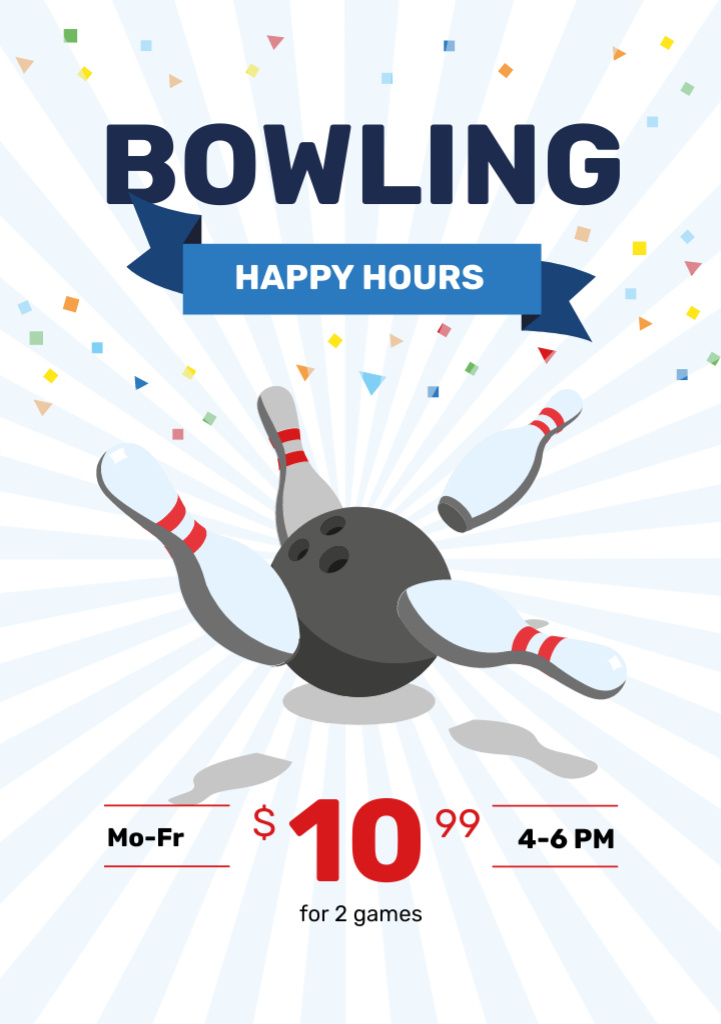 Special Discount Offer in Bowling Club Flyer A5 Design Template