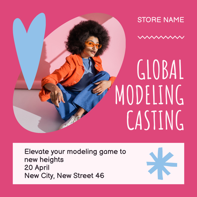 Ontwerpsjabloon van Instagram van Global Model Casting Announcement