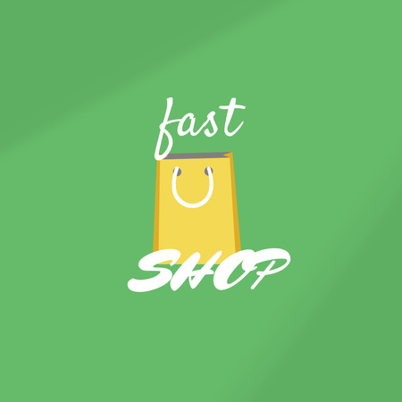 Modèle de visuel emblème de magasin avec sac à provisions - Logo