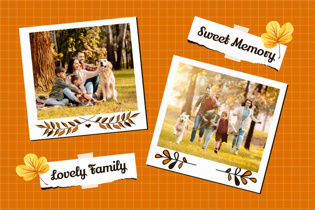 Sweet Family Photos In Autumn Park And Memories Mood Board Modelo de Design