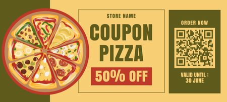 Discount on Assorted Pizzas Coupon 3.75x8.25in Design Template