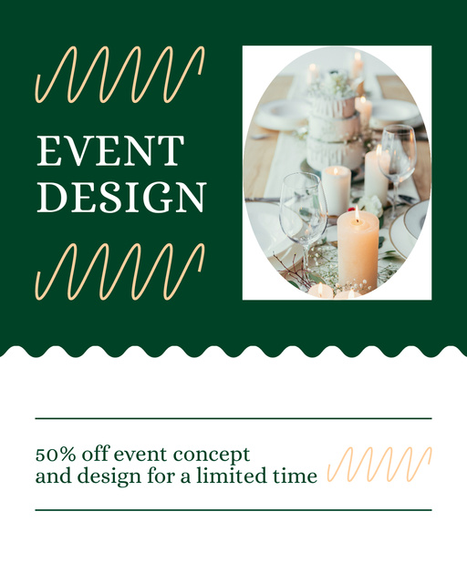 Designvorlage Discount on Event Design on Green für Instagram Post Vertical