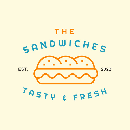 Fast Food Ad with Sandwich Logo Design Template
