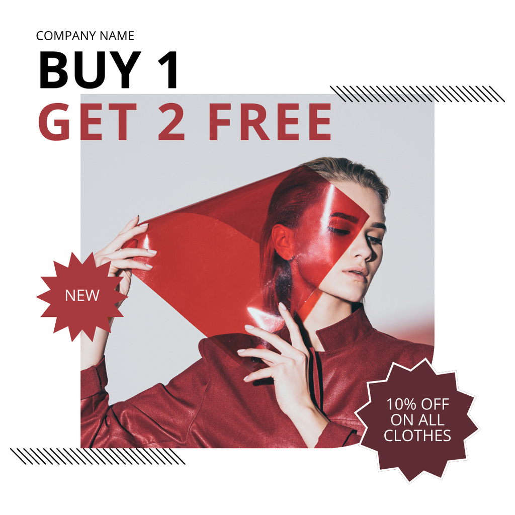 Plantilla de diseño de Fashion Sale Ad with in Red Clothes Instagram AD 