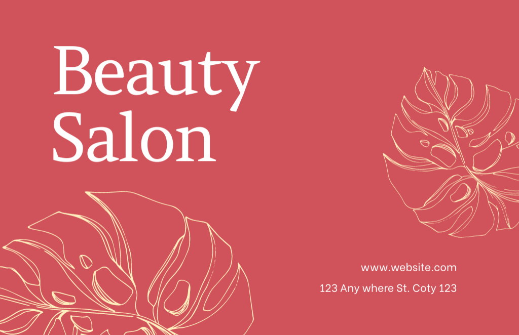 Modèle de visuel Beauty Salon Appointment Reminder on Red - Business Card 85x55mm