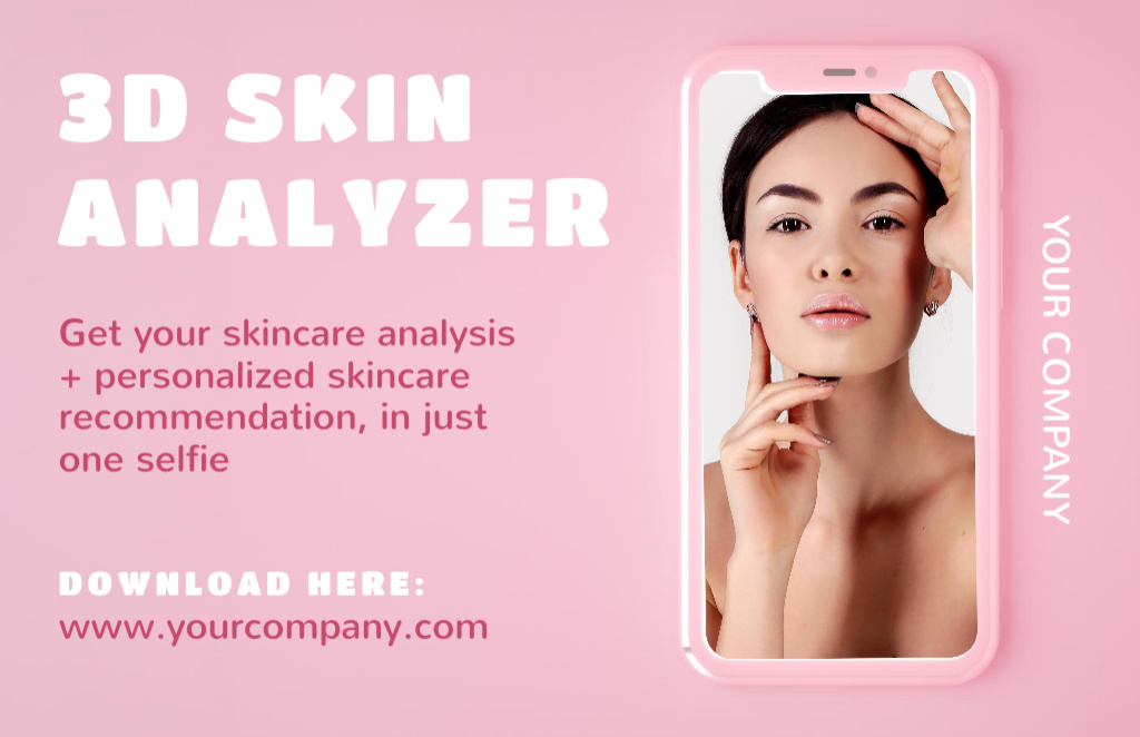 Facial 3D Skin Analysis Offer Business Card 85x55mm Tasarım Şablonu