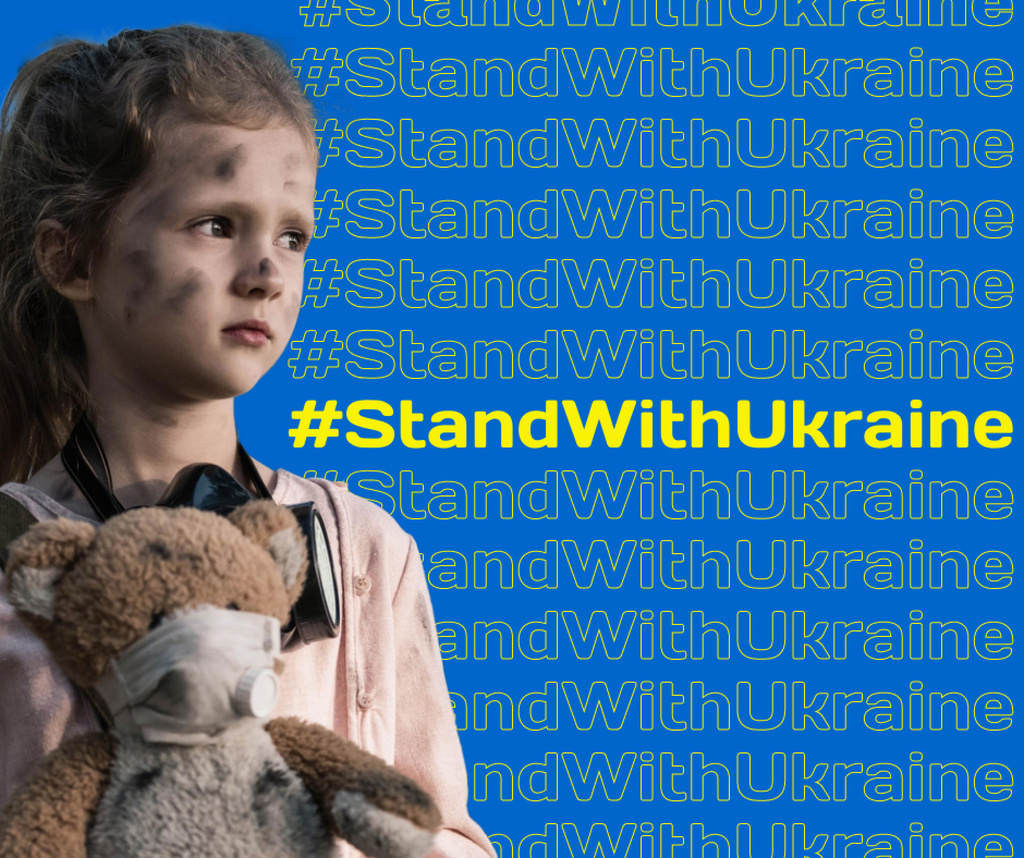 Call to Stand with Ukraine with Image of Little Girl Facebook Design Template
