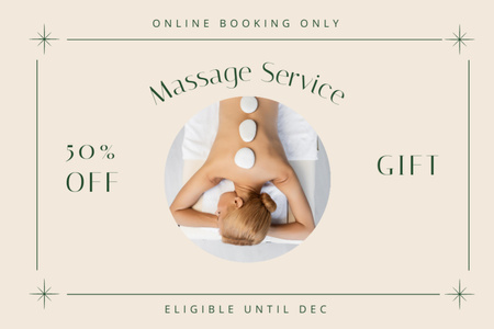 Designvorlage Discount on Massage Therapy at Spa für Gift Certificate