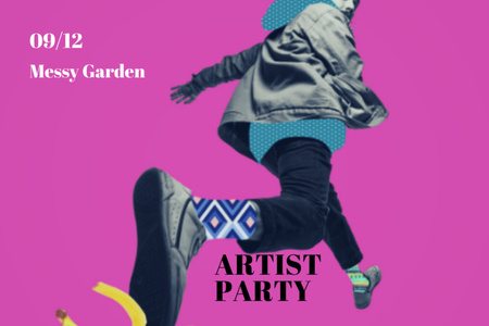 Plantilla de diseño de Colorful Party Announcement with Man Stepping on Banana Flyer 4x6in Horizontal 