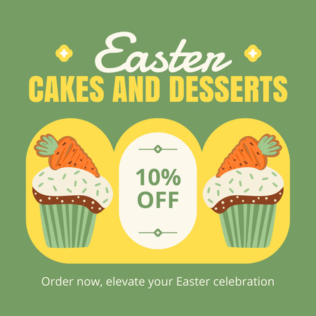 İndirimli Paskalya Pastaları ve Tatlıları Teklifi Instagram Tasarım Şablonu