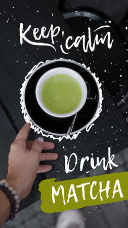 Matcha Tea on Kitchen Table Instagram Video Story tervezősablon