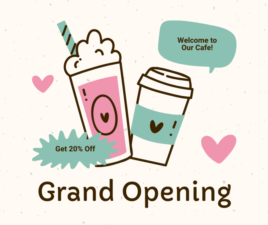 Best Coffee At Reduced Price On Cafe Grand Opening Facebook Design Template