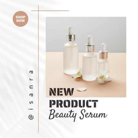 Ontwerpsjabloon van Instagram van Nieuwe advertentie voor cosmetische producten met schoonheidsserum