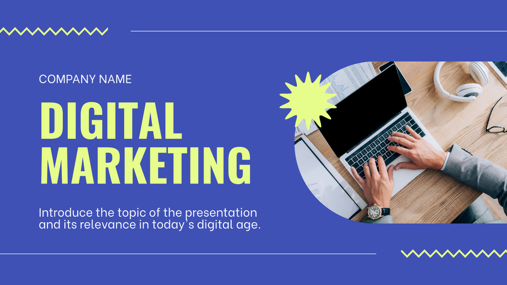 Digital Marketing For Businesses Introduction In Blue Presentation Wide Tasarım Şablonu