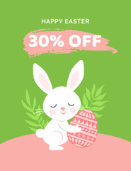 Easter Sale Announcement with Cute Bunny and Egg