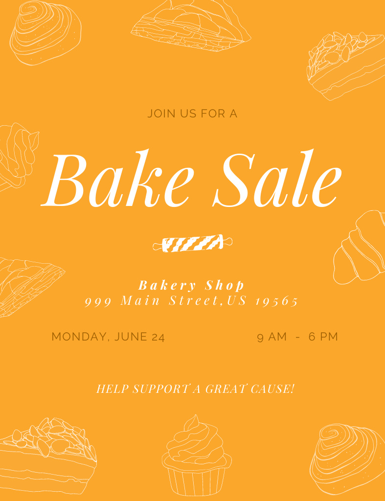 Bake Sale Offer on Orange Invitation 13.9x10.7cm tervezősablon