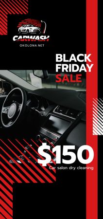 Black Friday Offer with Car in Salon Flyer DIN Largeデザインテンプレート
