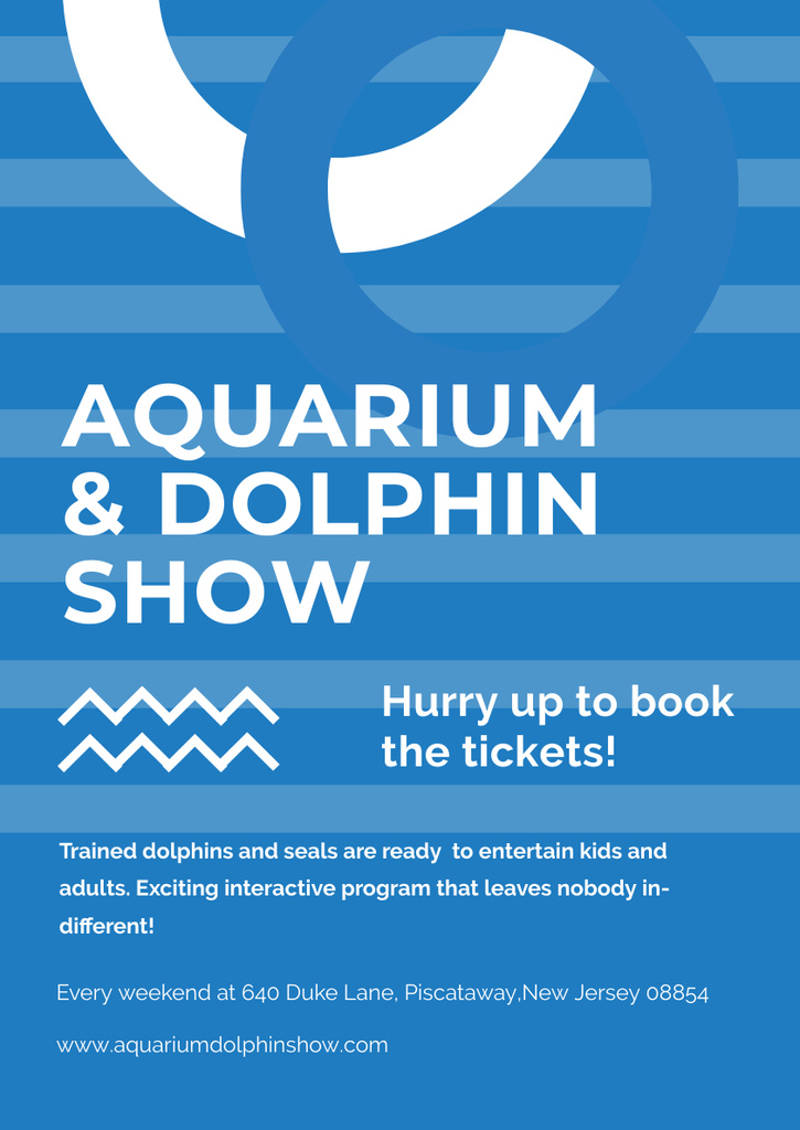Aquarium and Dolphin Show Event Announcement Poster A3 Modelo de Design