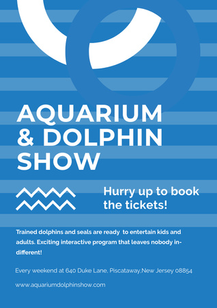 Aquarium and Dolphin Show Event Announcement Poster A3 Design Template