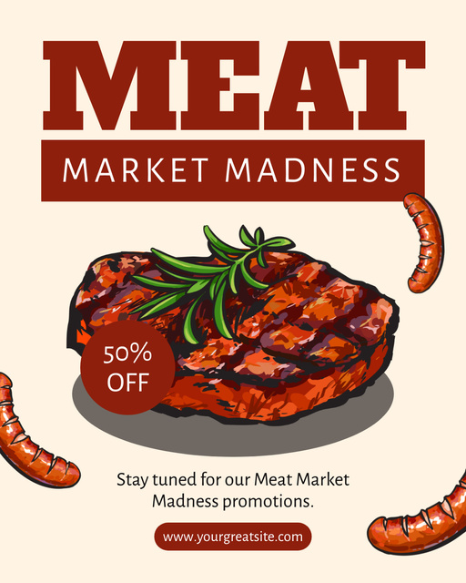 Meat Market Madness Instagram Post Vertical Modelo de Design