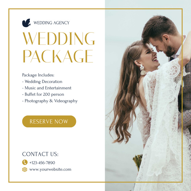 Wedding Planning Services with Beautiful Newlyweds Instagram Design Template