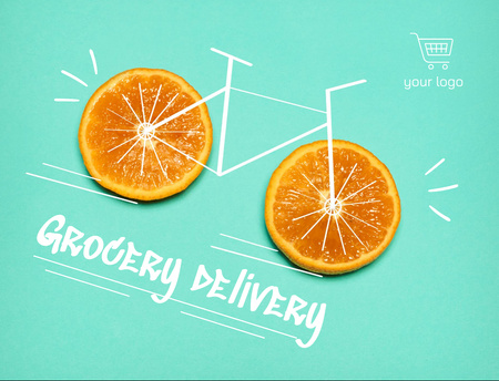 Grocery Delivery with Orange Slices Postcard 4.2x5.5in Πρότυπο σχεδίασης