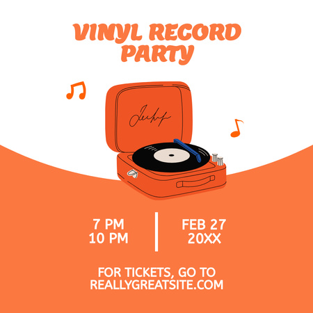 Vinyl Record Party Announcement Instagram Design Template