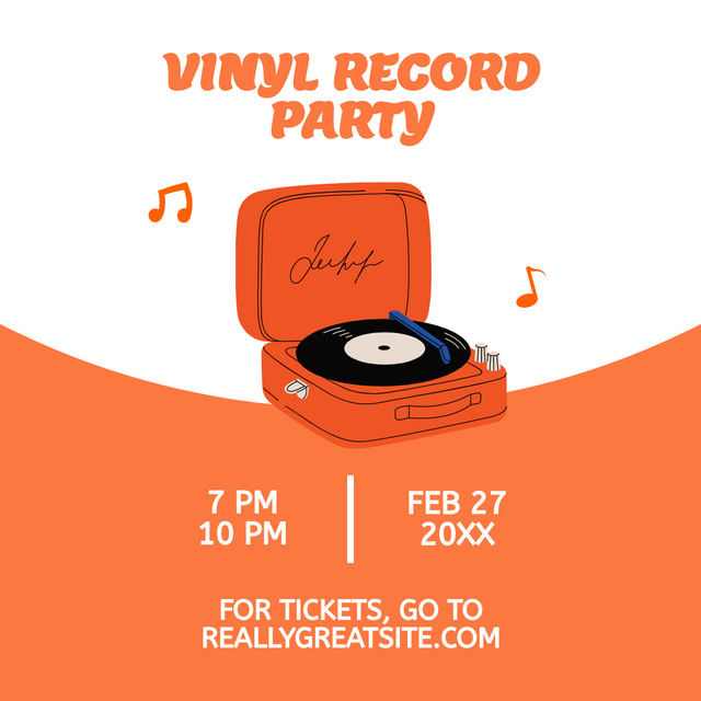 Vinyl Record Party Announcement Instagram Tasarım Şablonu