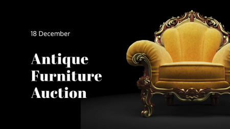 Antique Furniture Auction Luxury Yellow Armchair FB event cover Design Template