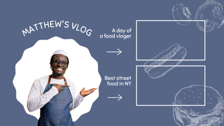 Plantilla de diseño de Vlogger de comida callejera con episodios de video YouTube outro 