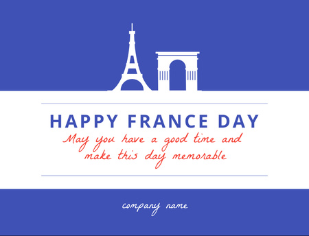 National Day of France Blue Postcard 4.2x5.5in Πρότυπο σχεδίασης