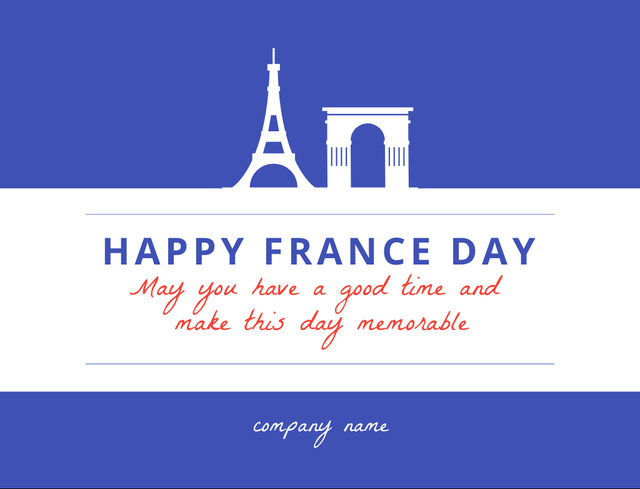 Memorable National Day Of France With Architecture Symbols Postcard 4.2x5.5in Design Template