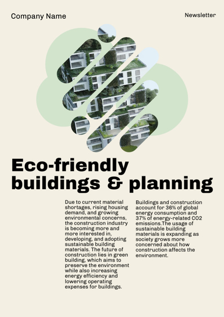 Eco-Friendly Green Buildings Newsletter Modelo de Design