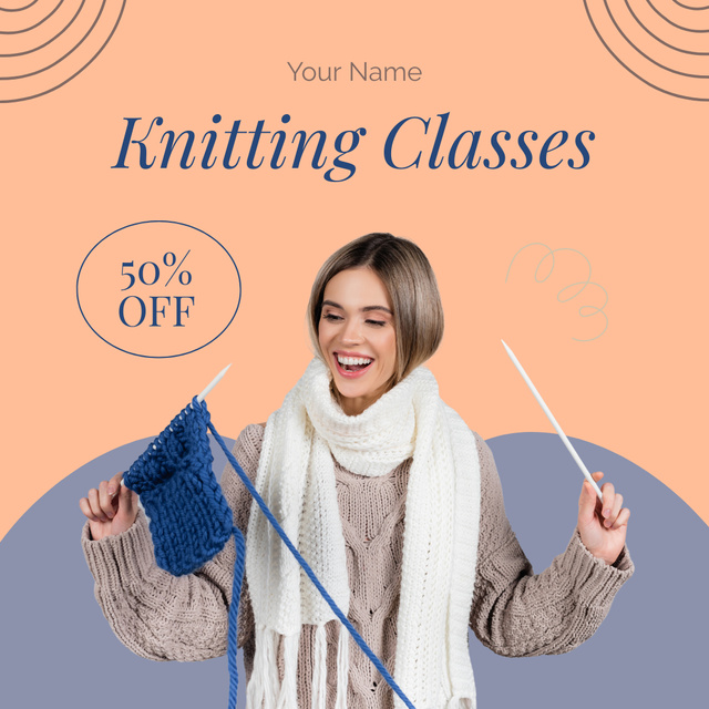 Discount on Knitting Courses Animated Post Πρότυπο σχεδίασης