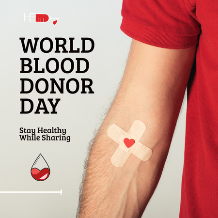 Blood Donation Motivation with Man Instagram Design Template