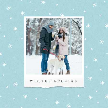 Winter Sale Announcement with Happy Couple Instagram Design Template