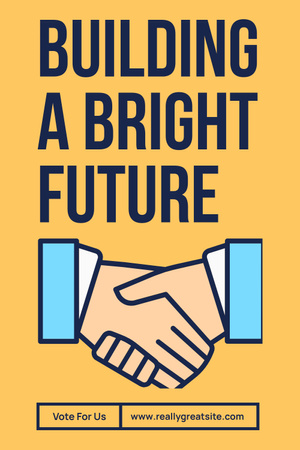 Election Slogan with Handshake Illustration Pinterest Design Template