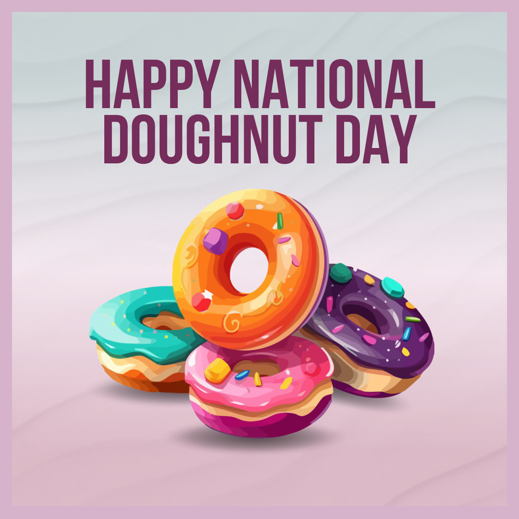 National Doughnut Day Greeting with Bright Desserts Instagramデザインテンプレート