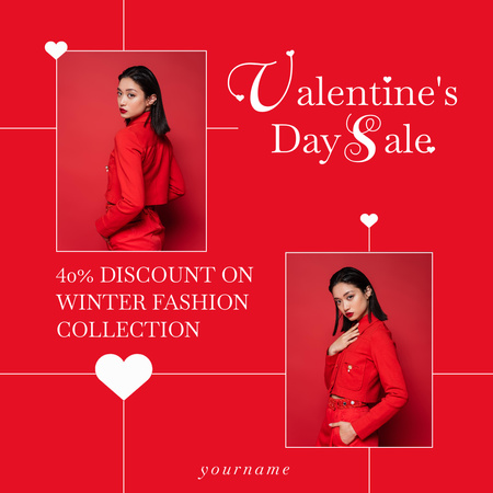 Valentine's Day Winter Collection Discount Instagram AD Design Template