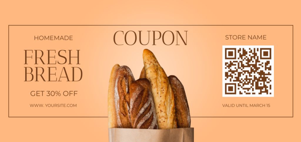 Grocery Store Ad with Baguette Bread Coupon Din Large Πρότυπο σχεδίασης
