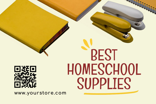 Educational Equipment Offer with Yellow Notepad Labelデザインテンプレート
